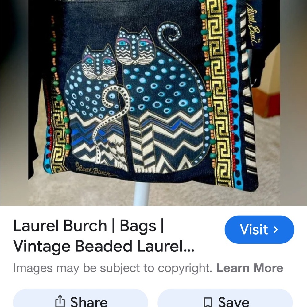 Laurel Burch Black‎ and Blue Beaded Crossbody Bag